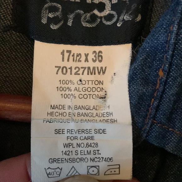 Wrangler Western denim cowboy shirt XL XXL 17.5-36 - Picture 6 of 6